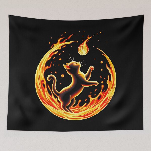 Item preview, Lava Fire Kitten Playing with Fireball, Ai Generated Art  designed and sold by ACC .