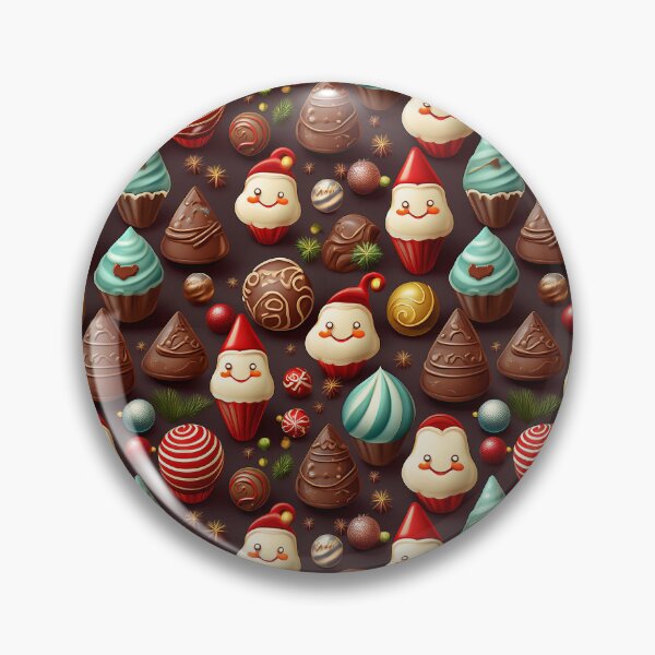 Item preview, Cheerful Chocolatey Christmas: A classic Christmas pattern with chocolates in red green and blue, adorned with ribbons and bows.  designed and sold by Grang Art Artistic Designs.