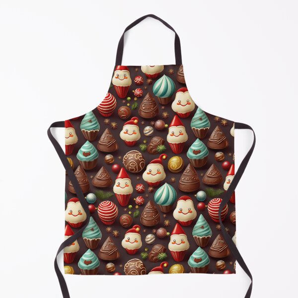 Item preview, Cheerful Chocolatey Christmas: A classic Christmas pattern with chocolates in red green and blue, adorned with ribbons and bows. designed and sold by Grang Art Artistic Designs.