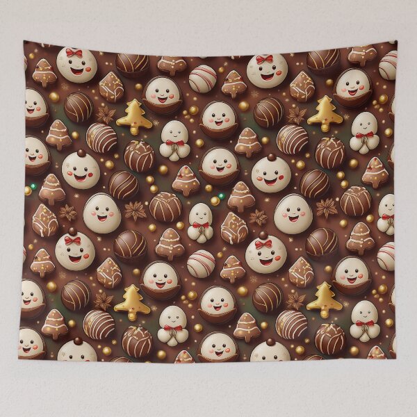 Item preview, Festive Feast: A festive pattern with chocolates arranged on a platter, surrounded by other holiday treats. designed and sold by Grang Art Artistic Designs.