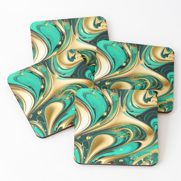 Item preview, A marble emerald and gold swirl pattern designed and sold by Moonde04.