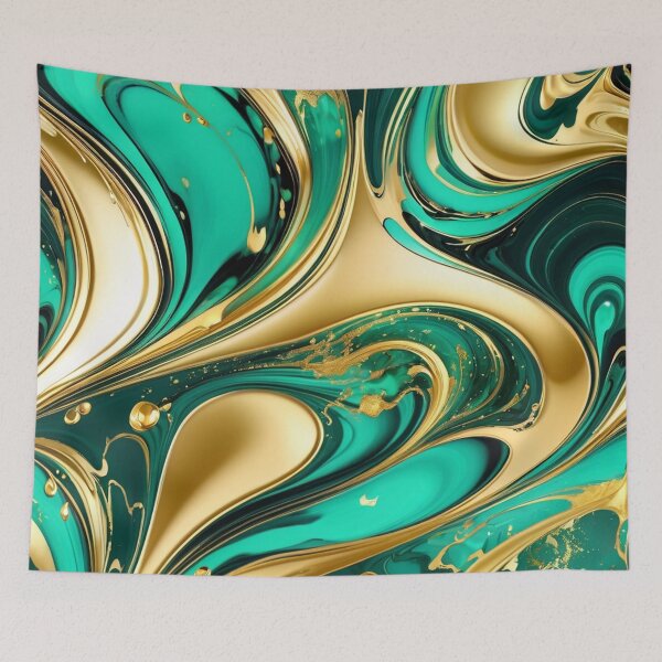 Item preview, A marble emerald and gold swirl pattern designed and sold by Moonde04.