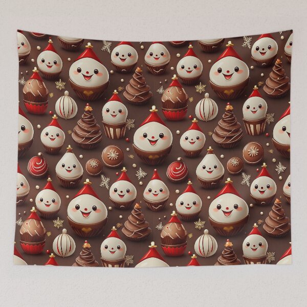 Item preview, Chocolate Treats: A whimsical pattern with chocolates shaped like Happy Christmas treats, adding a touch of magic to any project. designed and sold by Grang Art Artistic Designs.