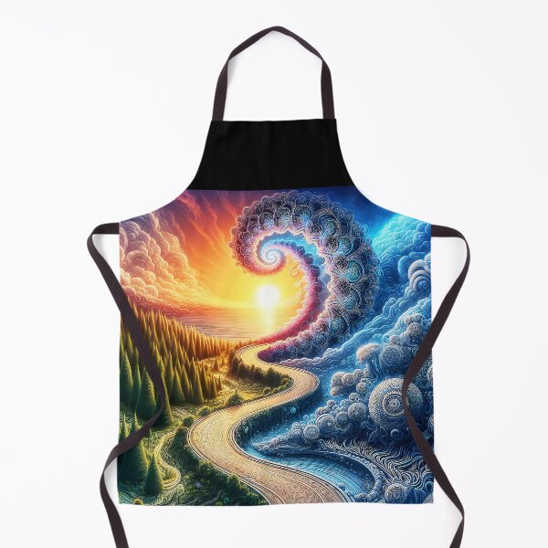Item preview, Surreal Duality landscape with pines and whimsical shapes in lively vibrant hues designed and sold by EmeraldeaArt.