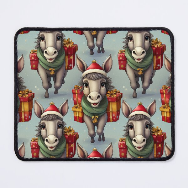 Item preview, Donkey's Christmas Workshop: A busy pattern featuring donkeys helping Santa Claus deliver gifts. designed and sold by Grang Art Artistic Designs.