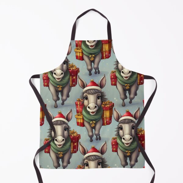 Item preview, Donkey's Christmas Workshop: A busy pattern featuring donkeys helping Santa Claus deliver gifts. designed and sold by Grang Art Artistic Designs.