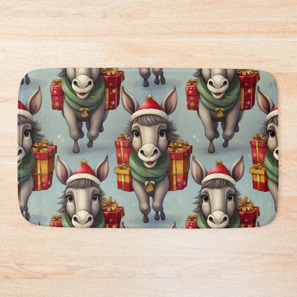 Item preview, Donkey's Christmas Workshop: A busy pattern featuring donkeys helping Santa Claus deliver gifts.  designed and sold by Grang Art Artistic Designs.