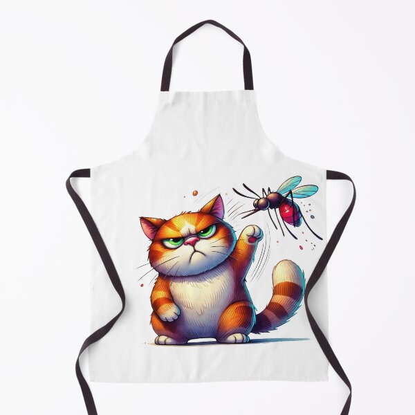 Item preview, Funny Cat Swatting Insect Art, mosquito vs cat designed and sold by Cherry-Cat.