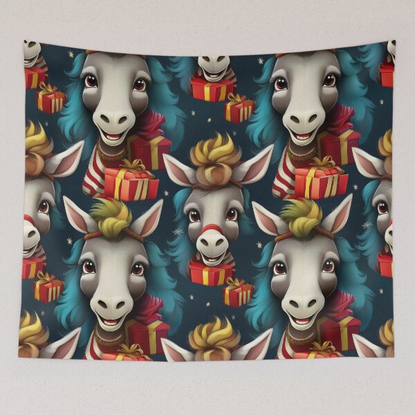 Item preview, A Drove of Donkeys: A busy pattern featuring a drove of donkeys with gifts.  designed and sold by Grang Art Artistic Designs.