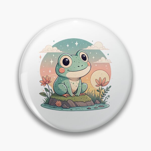 Item preview, Cute Kawaii Frog, Retro Sunset designed and sold by graphic-genie.