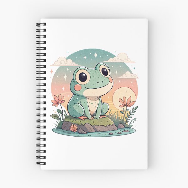 Item preview, Cute Kawaii Frog, Retro Sunset designed and sold by graphic-genie.