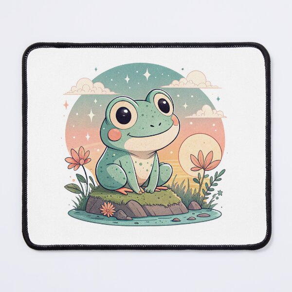Item preview, Cute Kawaii Frog, Retro Sunset designed and sold by graphic-genie.