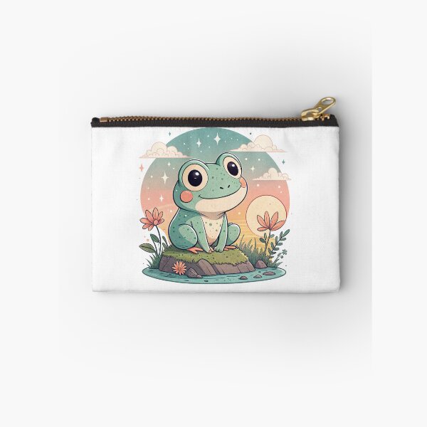 Item preview, Cute Kawaii Frog, Retro Sunset designed and sold by graphic-genie.