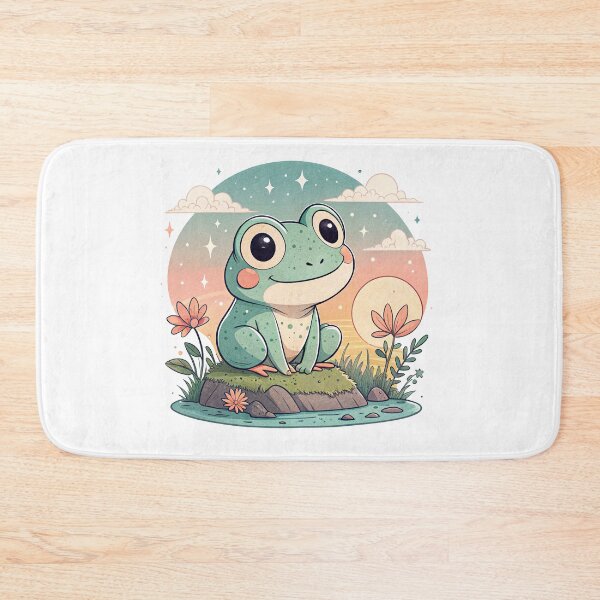 Item preview, Cute Kawaii Frog, Retro Sunset designed and sold by graphic-genie.