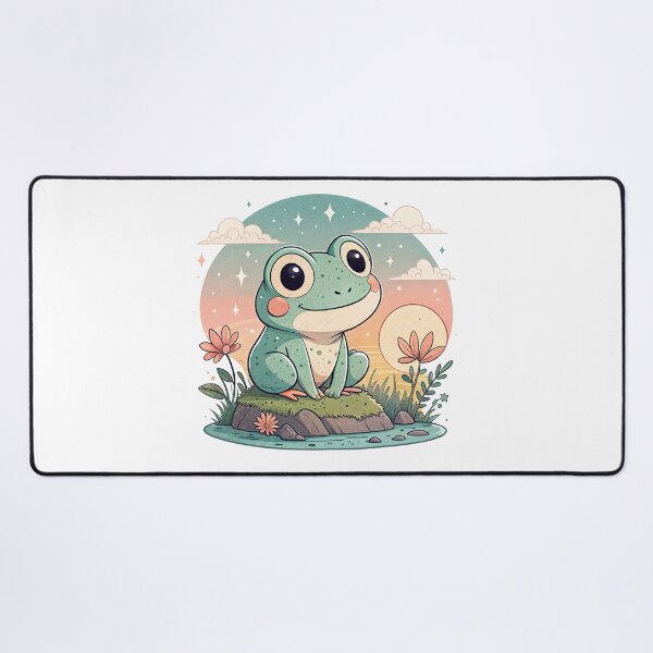 Item preview, Cute Kawaii Frog, Retro Sunset designed and sold by graphic-genie.