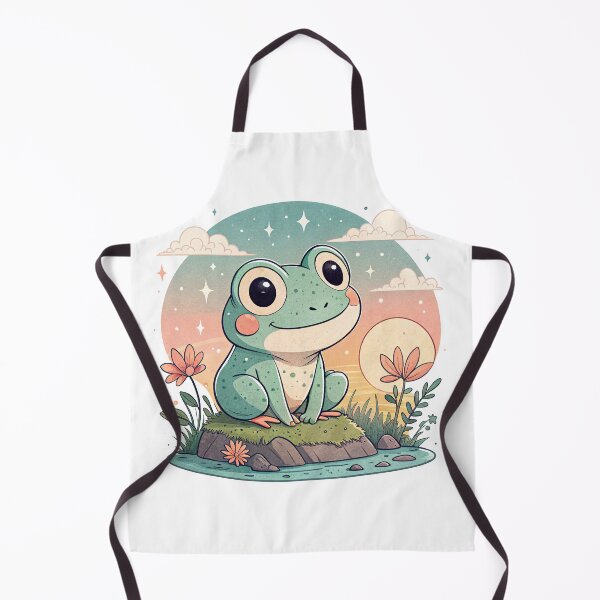 Item preview, Cute Kawaii Frog, Retro Sunset designed and sold by graphic-genie.
