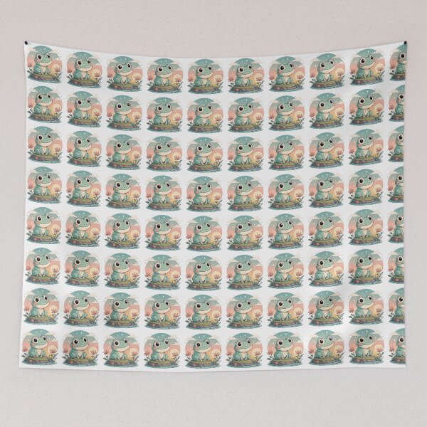 Item preview, Cute Kawaii Frog, Retro Sunset designed and sold by graphic-genie.