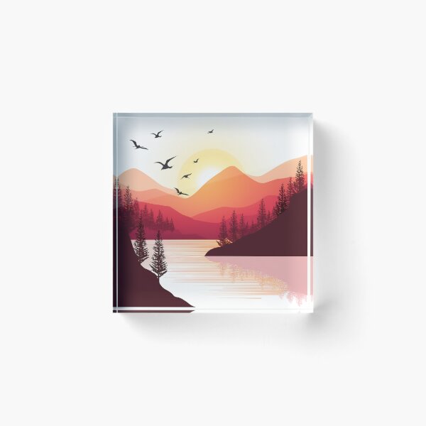 Item preview, Suneset in mountain view designed and sold by vectorillus.