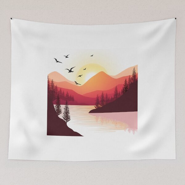 Item preview, Suneset in mountain view designed and sold by vectorillus.