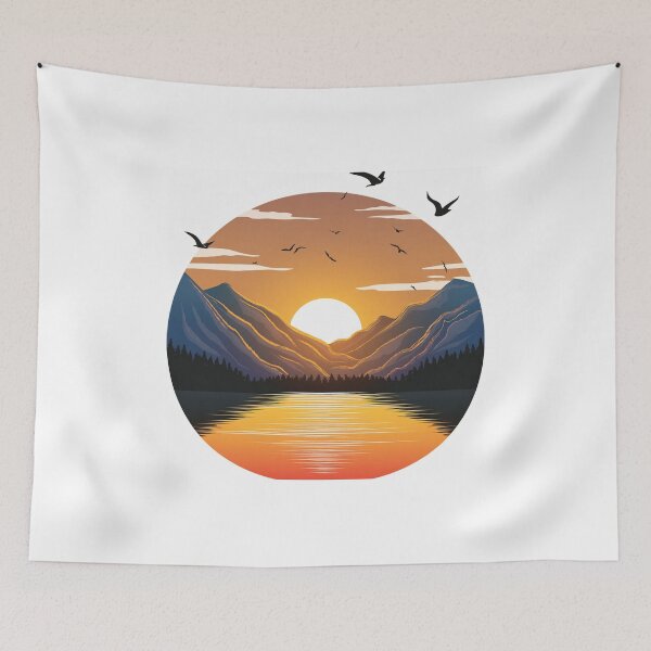 Item preview, Suneset in mountain view designed and sold by vectorillus.