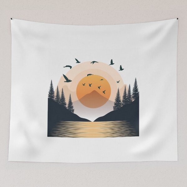 Item preview, Suneset in mountain view designed and sold by vectorillus.