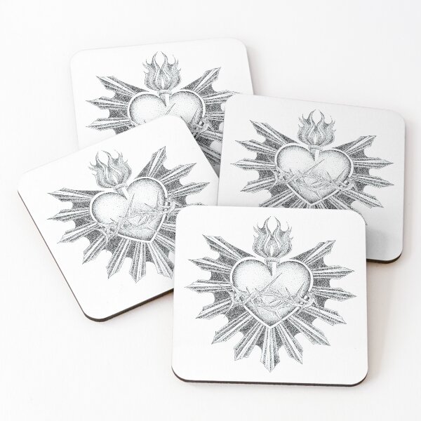 Item preview, Sacred heart black and white pointillism designed and sold by hugiwa.