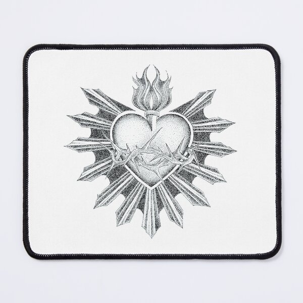 Item preview, Sacred heart black and white pointillism designed and sold by hugiwa.