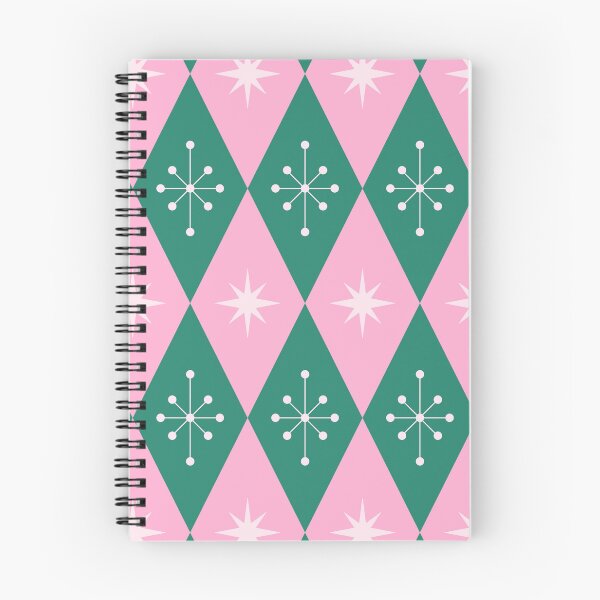 Item preview, Patrón de estrellas de diamantes retro en rosa y verde azulado designed and sold by Guided by Light Art.
