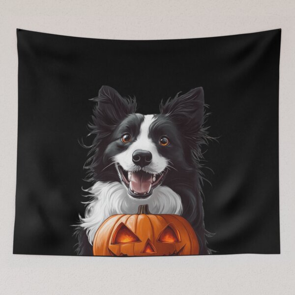 Item preview, Adorable Border Collie with a Pumpkin. designed and sold by Kyumi12.