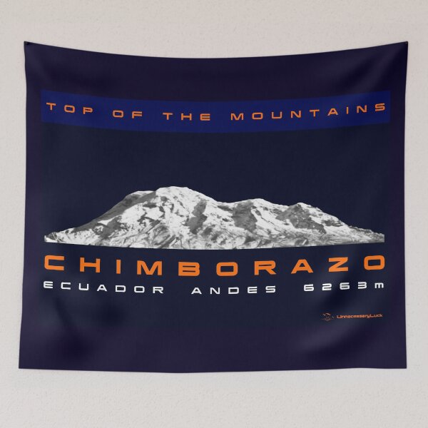 Item preview, mountain high peak Chimborazo snow Ecuador Andes white orange blue sweatshirt blue edition designed and sold by UnnecessaryLuck.