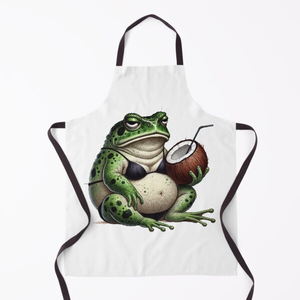 Item preview, Grumpy Beach Frog in Bikini with Coconut Drink designed and sold by Sweetnotsour.