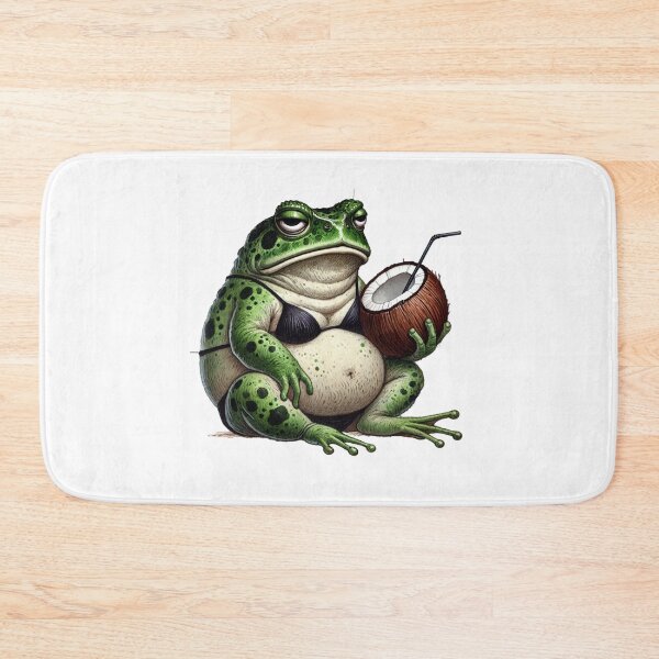 Item preview, Grumpy Beach Frog in Bikini with Coconut Drink designed and sold by Sweetnotsour.