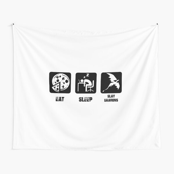 Eat, Sleep, Slay Dragons Tapestry