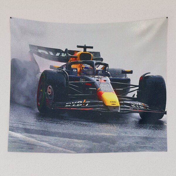 Item preview, Max Verstappen racing in the rain during the 2024 Brazilian Grand Prix at Interlagos abstract designed and sold by Rodissimus1984.
