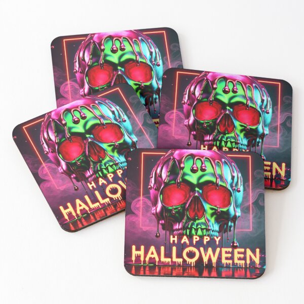 Item preview, Happy Halloween Neon Skull designed and sold by ARTCLAYSTO.