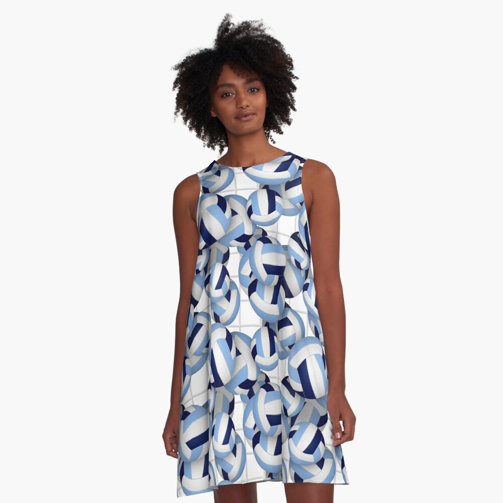 volleyballs and net pattern a line dress