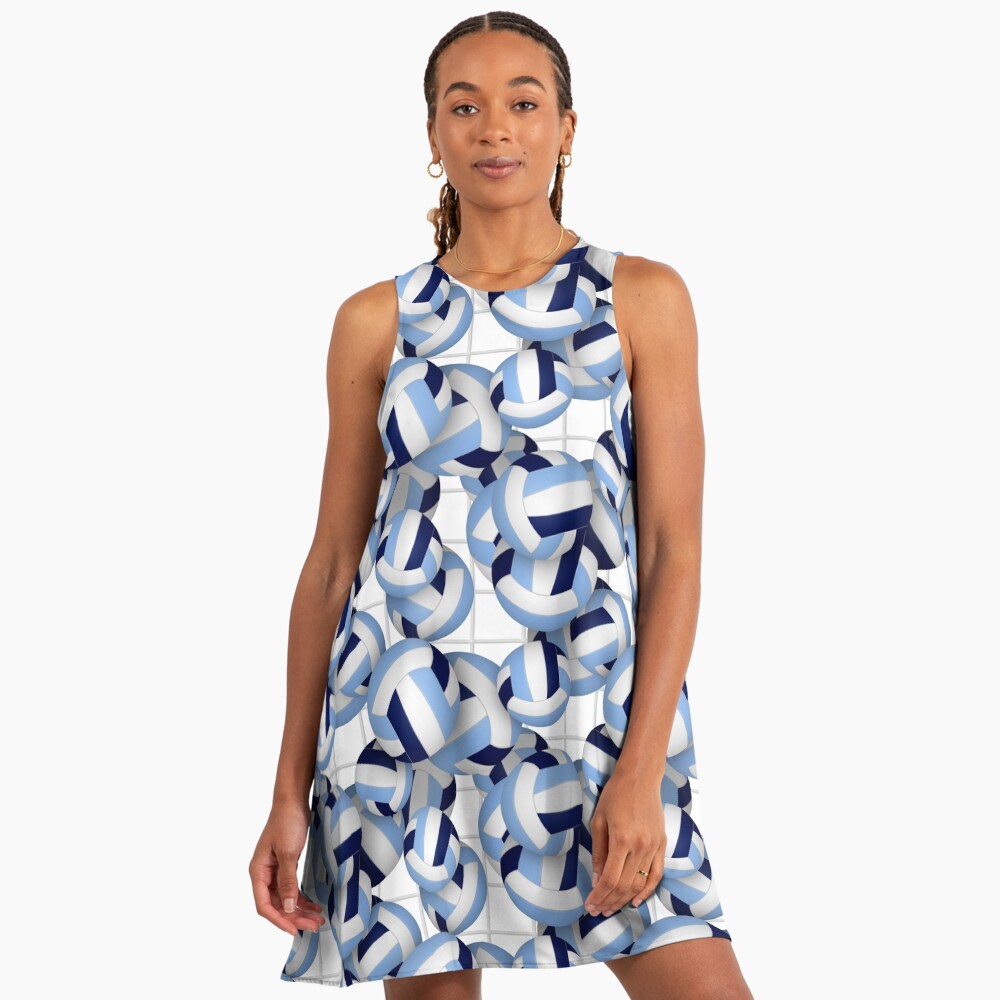volleyballs and net pattern a line dress