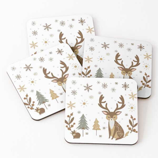 Item preview, Enchanted Forest Christmas | Deer and Snowflake Holiday Decor for Mugs, Stickers & Magnets designed and sold by HahaHandlesHub.
