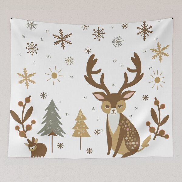 Item preview, Enchanted Forest Christmas | Deer and Snowflake Holiday Decor for Mugs, Stickers & Magnets designed and sold by HahaHandlesHub.