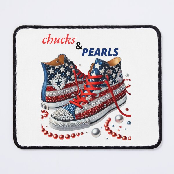 Item preview, Chucks & Pearls: A Patriotic Statement T-shirt, Chucks & Pearls 2024 T-shirt, Madam President 2024, Kamala Harris Shirt, Womens Power Shirts, designed and sold by ryndigital.