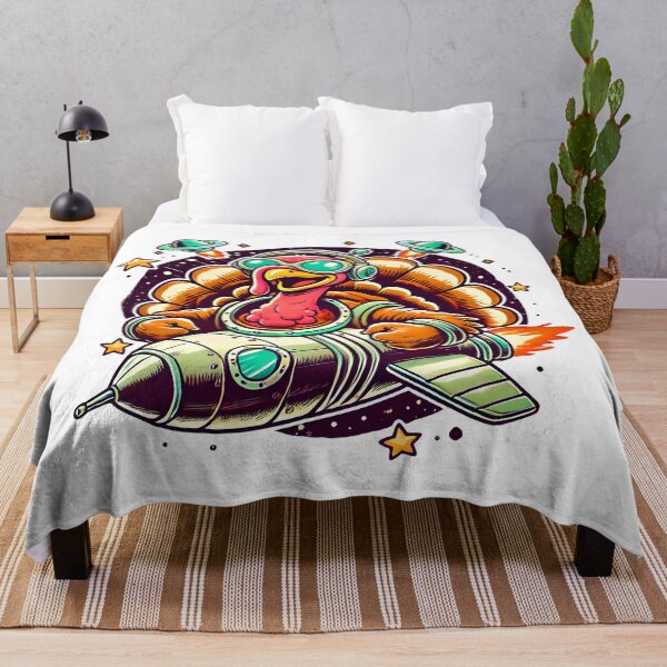 Item preview, Funny Thanksgiving Turkey Monster Ship in Space Retro designed and sold by DrawHandArt.
