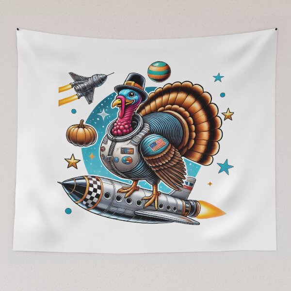 Item preview,  Funny Thanksgiving Turkey Monster Ship in Space Retro designed and sold by DrawHandArt.