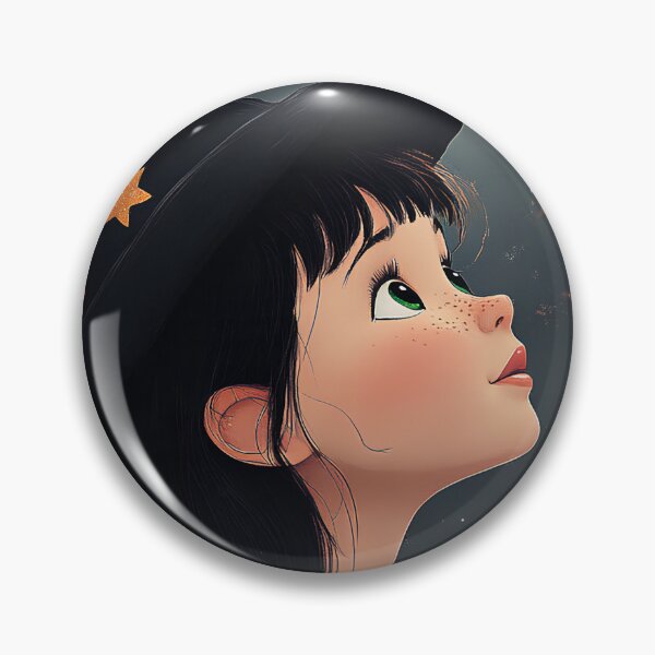 Item preview, Nice Halloween Gift Cartoon Little Witch Looking Up at the Sky, Full Moon designed and sold by KrisArtZone.