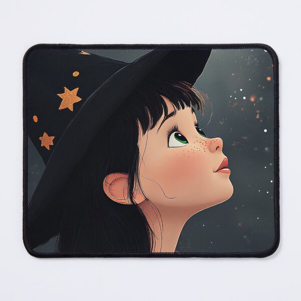 Item preview, Nice Halloween Gift Cartoon Little Witch Looking Up at the Sky, Full Moon designed and sold by KrisArtZone.