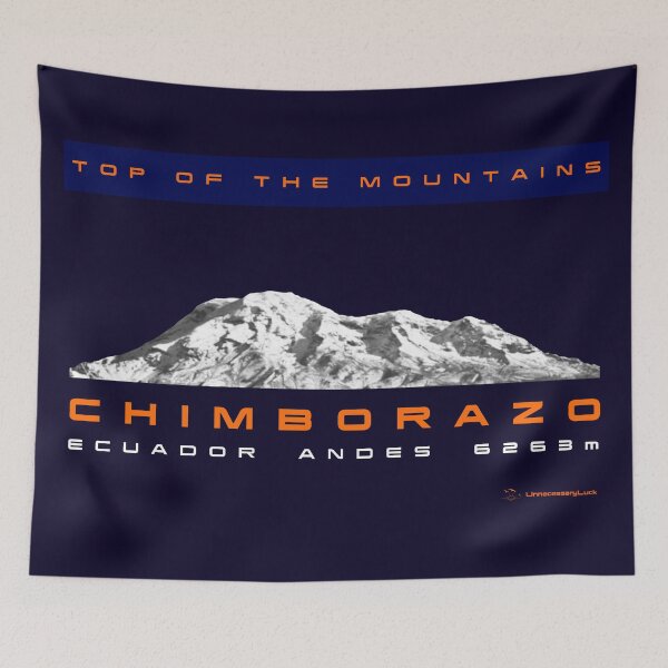 Item preview, mountain high peak Chimborazo snow Ecuador Andes white orange blue sweatshirt transparent edition designed and sold by UnnecessaryLuck.