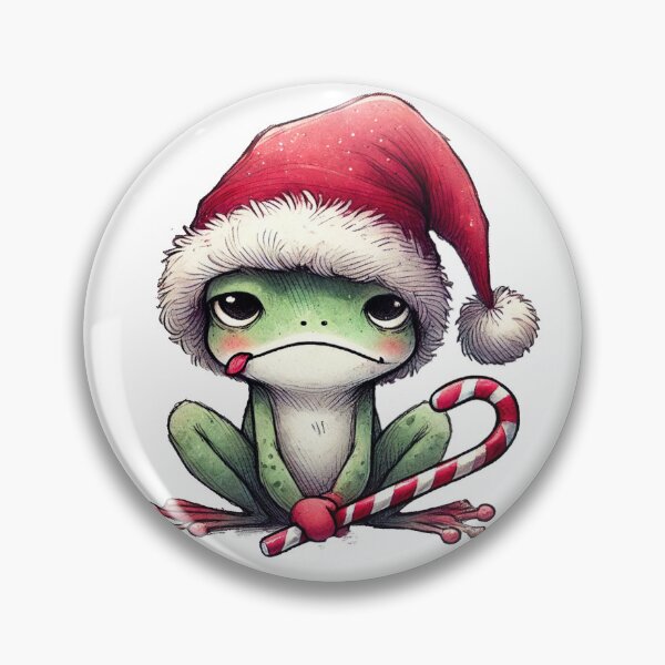 Item preview, Grumpy Christmas Frog with Candy Cane designed and sold by Sweetnotsour.