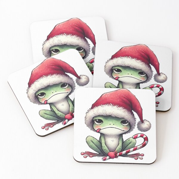 Item preview, Grumpy Christmas Frog with Candy Cane designed and sold by Sweetnotsour.