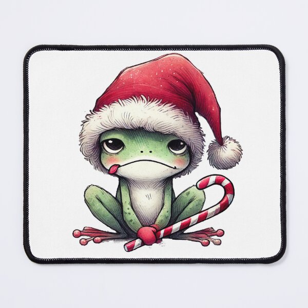 Item preview, Grumpy Christmas Frog with Candy Cane designed and sold by Sweetnotsour.
