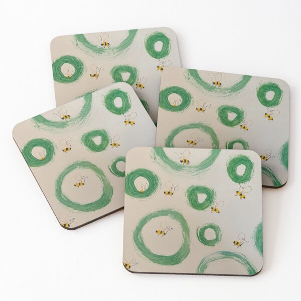 Item preview, green circle bees designed and sold by LisaBuckets.