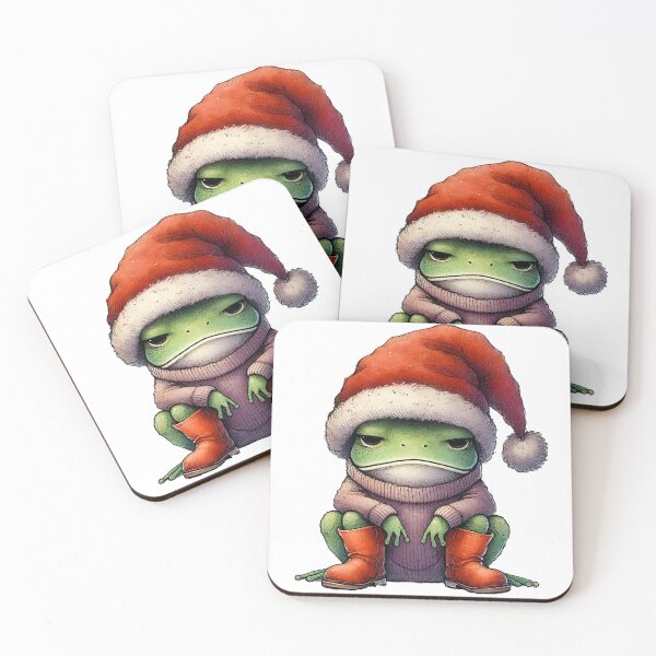 Item preview, Grumpy Christmas Frog in Cozy Sweater and Boots designed and sold by Sweetnotsour.